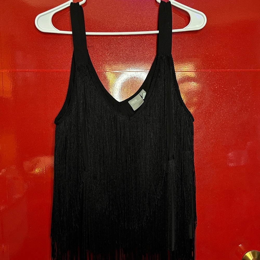 ASOS Black Sleeveless Fringe Tank Top